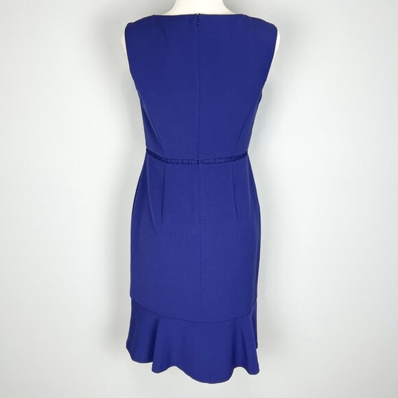 Ann Taylor Womens Petite Eyelet Fluted Sheath Dress Sleeveless Purple size 2P - Picture 6 of 12